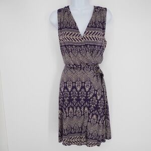 Tory Burch Wrap Dress Womens Small Purple Paisley Boho Flowy Lightweight Travel